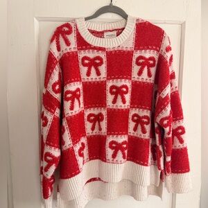❤️🎄 Soho & Stella Bow Plaid Holiday Sweater – XL 🎄❤️